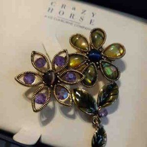 Vintage Crazy Horse Flower Pin